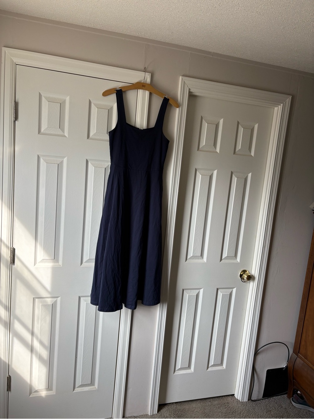 Pact Navy Square-Neck Sleeveless Midi Dress